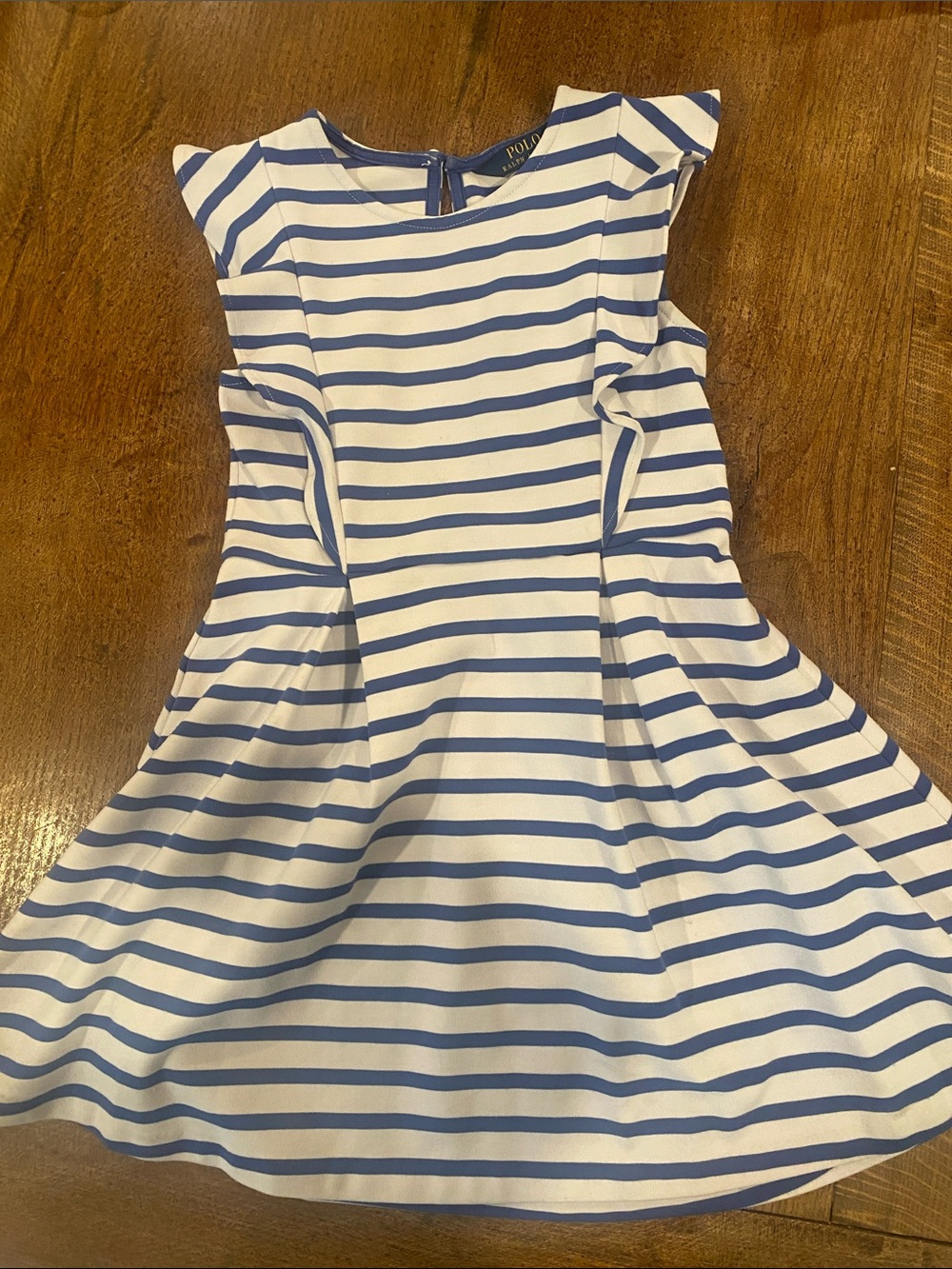 Ralph Lauren size 6X Blue & White Striped Flutter-Sleeve Girls Dress